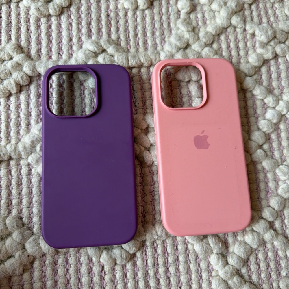 Apple iPhone Silicone Cases - Vibrant Purple and Soft Pink